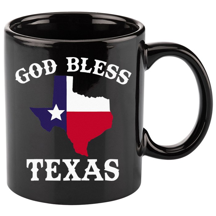 Texas Flag Patriotic Texan Pride God Bless Texas 11oz C Handle Ceramic Mug