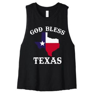 Texas Flag Patriotic Texan Pride God Bless Texas Women's Racerback Cropped Tank