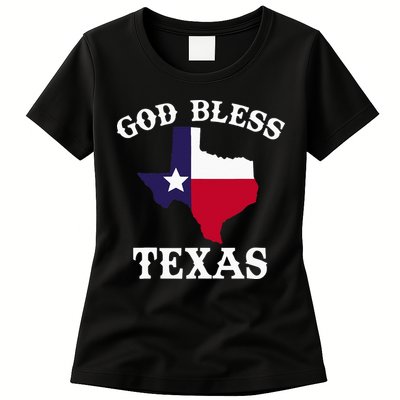 Texas Flag Patriotic Texan Pride God Bless Texas Womens T-Shirt