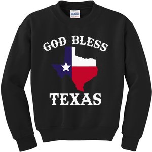 Texas Flag Patriotic Texan Pride God Bless Texas Kids Sweatshirt