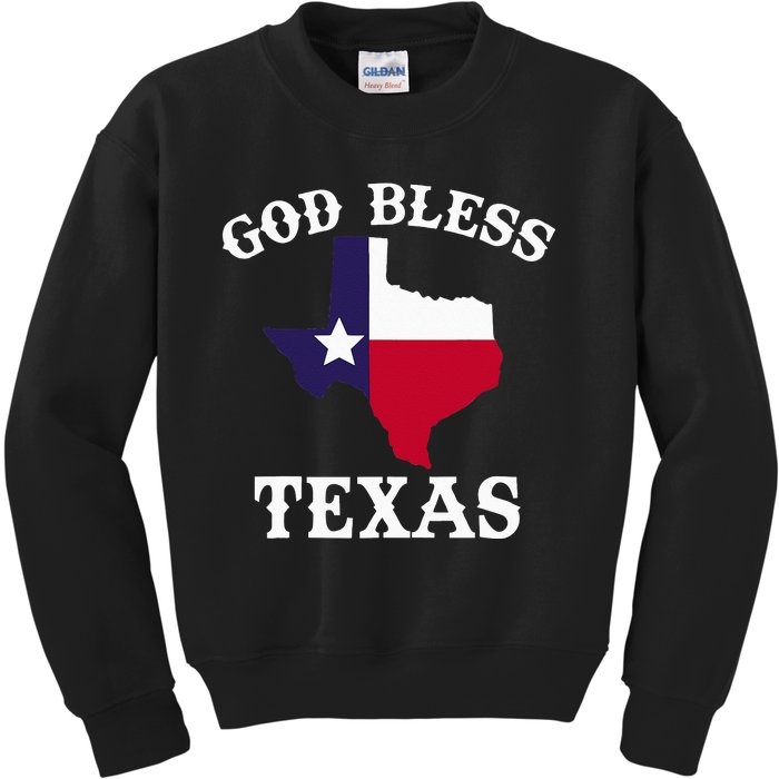 Texas Flag Patriotic Texan Pride God Bless Texas Kids Sweatshirt