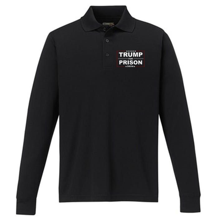 Trump For Prison 2024 Support Trump 4th Of July Performance Long Sleeve Polo