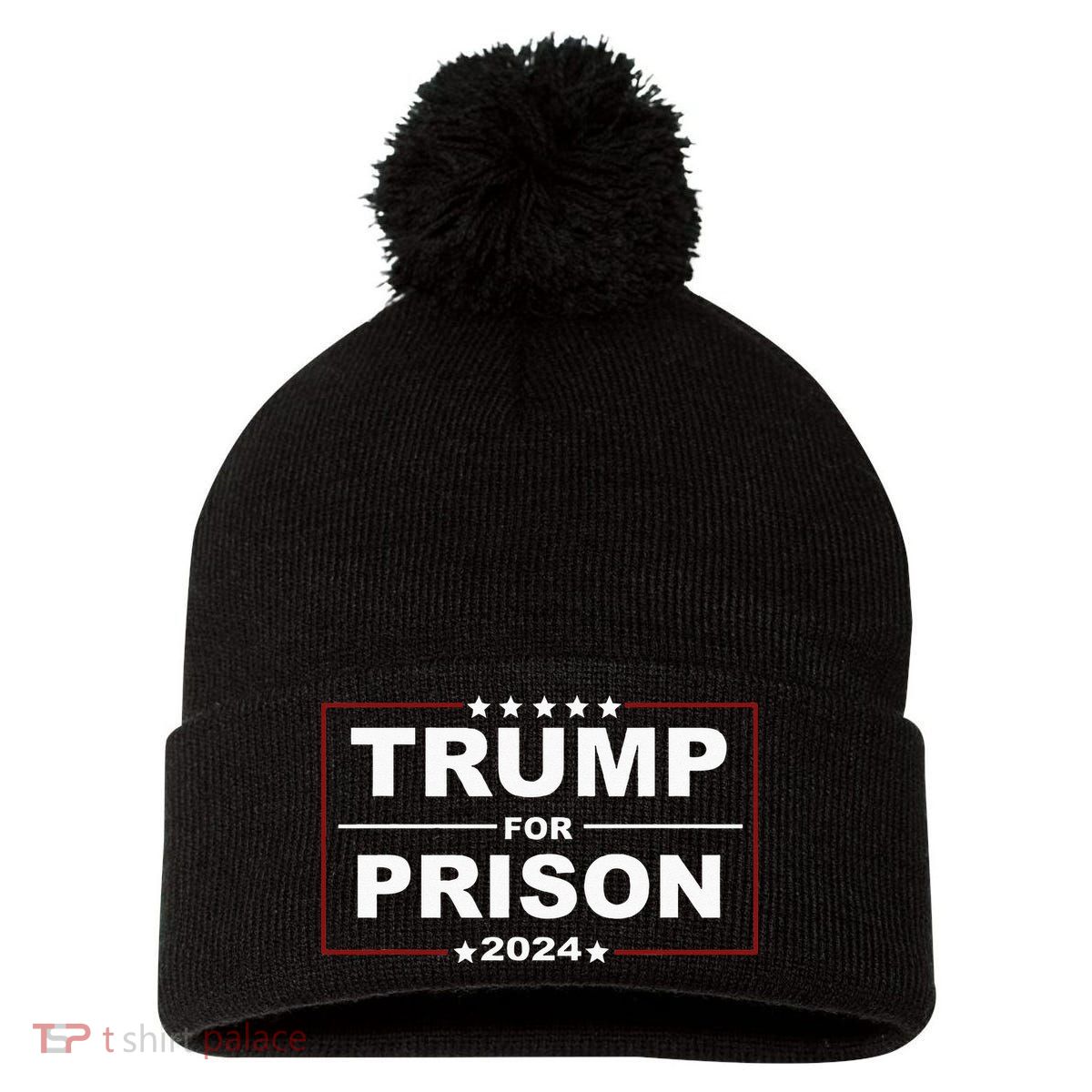 Trump For Prison 2024 Support Trump 4th Of July Pom Pom 12in Knit Beanie