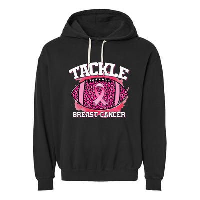 Tackle Football Pink Ribbon Breast Cancer Awareness Garment-Dyed Fleece Hoodie