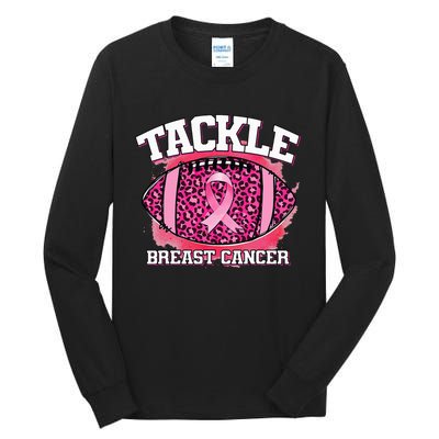 Tackle Football Pink Ribbon Breast Cancer Awareness Tall Long Sleeve T-Shirt