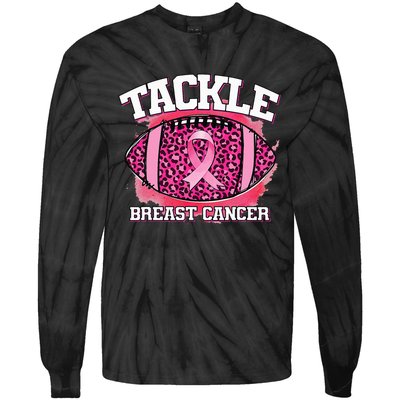 Tackle Football Pink Ribbon Breast Cancer Awareness Tie-Dye Long Sleeve Shirt