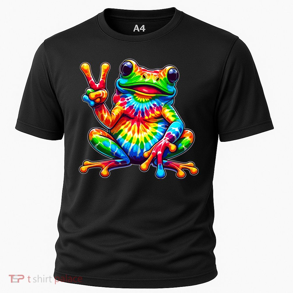 Tiedye Frog Peace Sign Hippie Performance Shirt