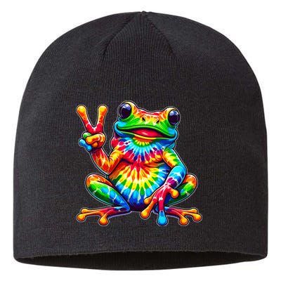 Tiedye Frog Peace Sign Hippie Sustainable Beanie