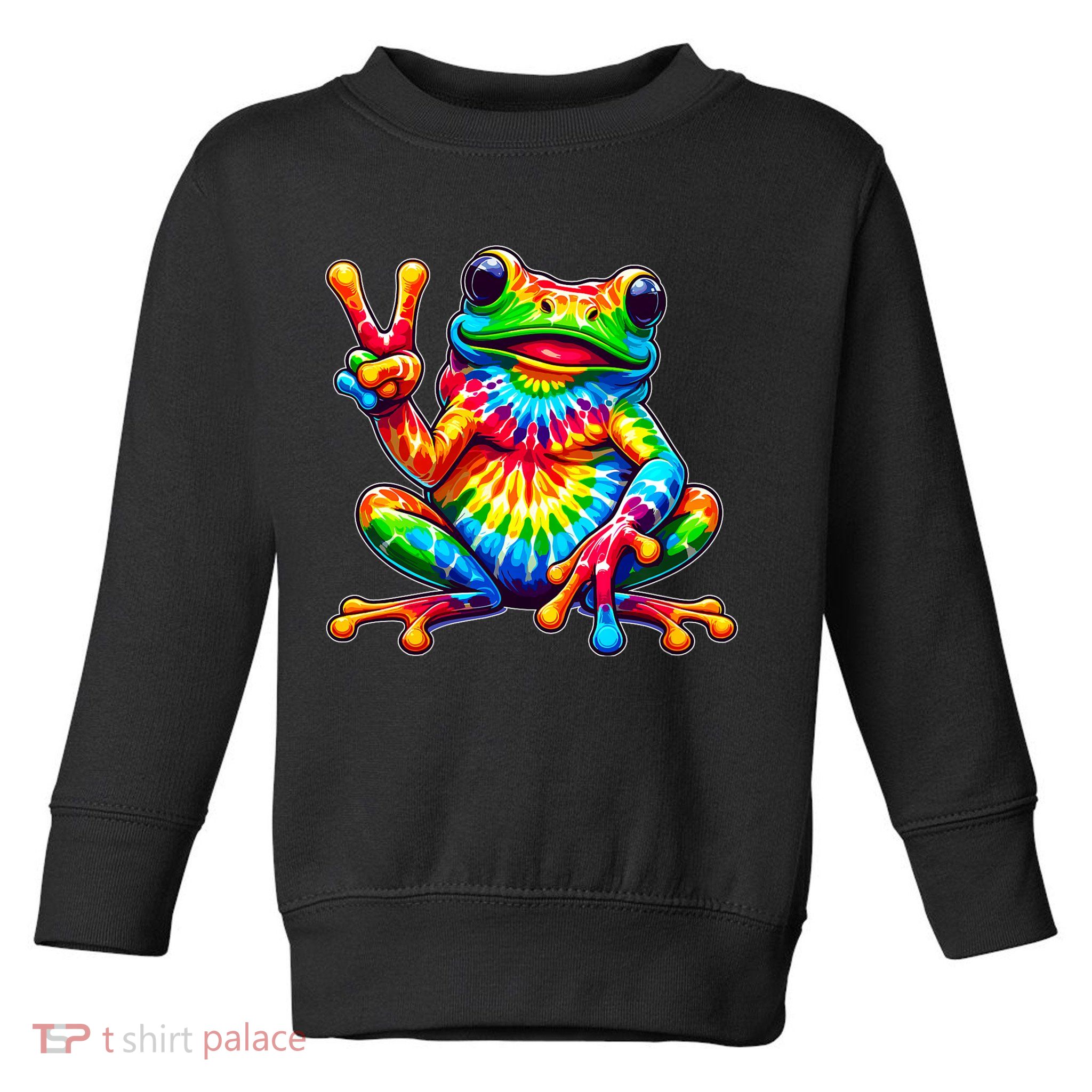 Tiedye Frog Peace Sign Hippie Toddler Sweatshirt