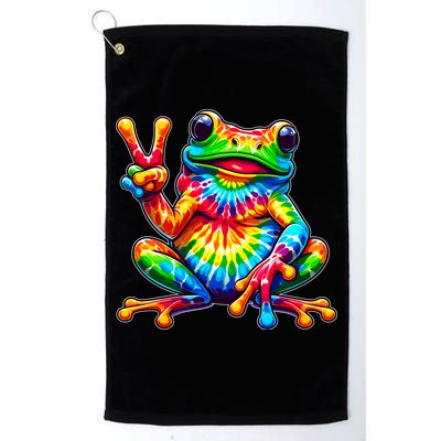 Tiedye Frog Peace Sign Hippie Golf Towel