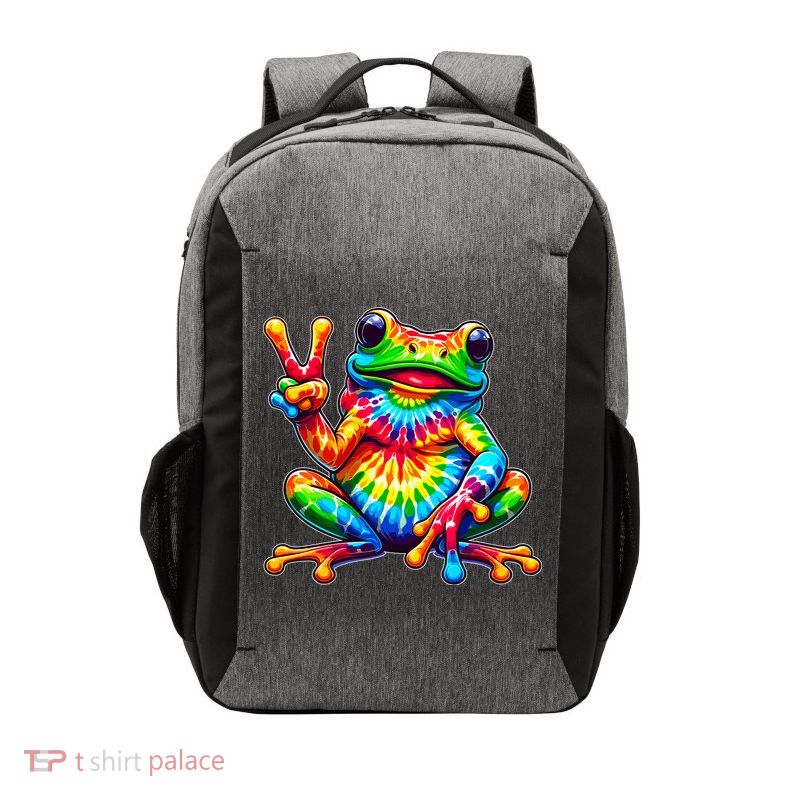 Tiedye Frog Peace Sign Hippie Vector Backpack