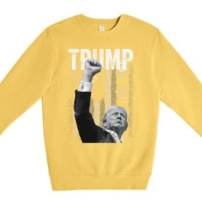 Trump Fist Pump 2024 Pennsylvania Rally Trump Us Flag Pa Rally Shooting Premium Crewneck Sweatshirt