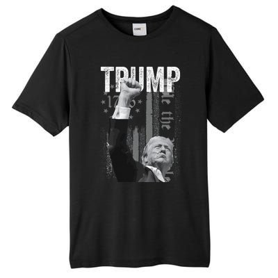 Trump Fist Pump 2024 Pennsylvania Rally Trump Us Flag Pa Rally Shooting Tall Fusion ChromaSoft Performance T-Shirt