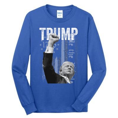 Trump Fist Pump 2024 Pennsylvania Rally Trump Us Flag Pa Rally Shooting Tall Long Sleeve T-Shirt