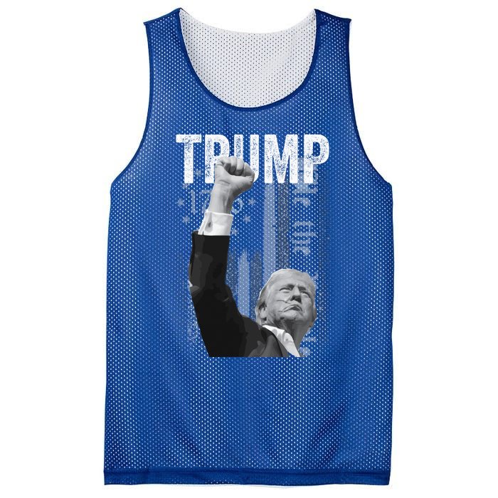 Trump Fist Pump 2024 Pennsylvania Rally Trump Us Flag Pa Rally Shooting Mesh Reversible Basketball Jersey Tank