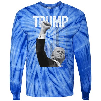 Trump Fist Pump 2024 Pennsylvania Rally Trump Us Flag Pa Rally Shooting Tie-Dye Long Sleeve Shirt