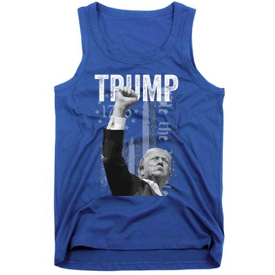 Trump Fist Pump 2024 Pennsylvania Rally Trump Us Flag Pa Rally Shooting Tank Top