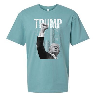 Trump Fist Pump 2024 Pennsylvania Rally Trump Us Flag Pa Rally Shooting Sueded Cloud Jersey T-Shirt