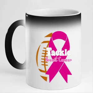 Tackle Football Pink Ribbon Breast Cancer Awareness 11oz Black Color Changing Mug