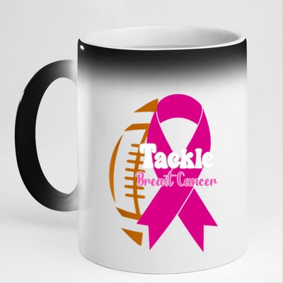 Tackle Football Pink Ribbon Breast Cancer Awareness 11oz Black Color Changing Mug