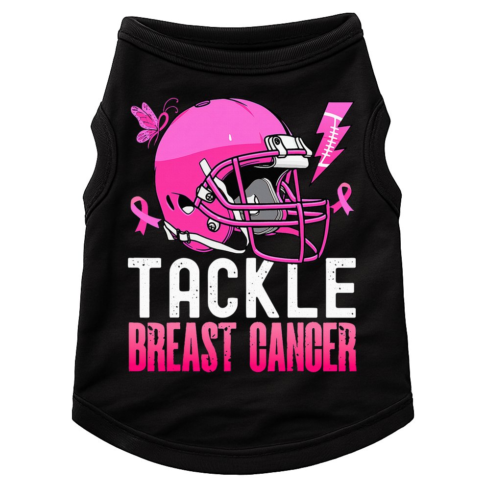 Tackle Football Pink Ribbon Breast Cancer Awareness Doggie Tank