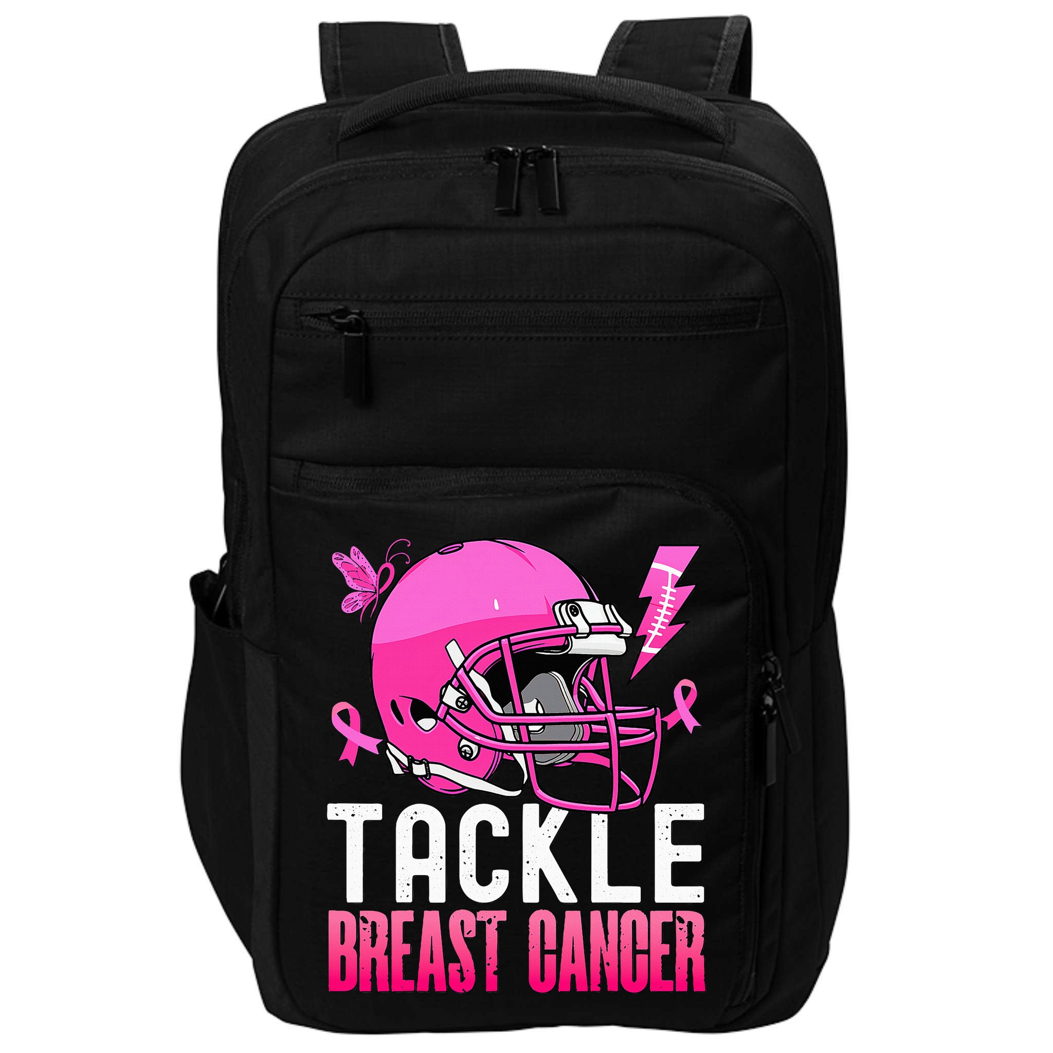 Tackle Football Pink Ribbon Breast Cancer Awareness Impact Tech Backpack