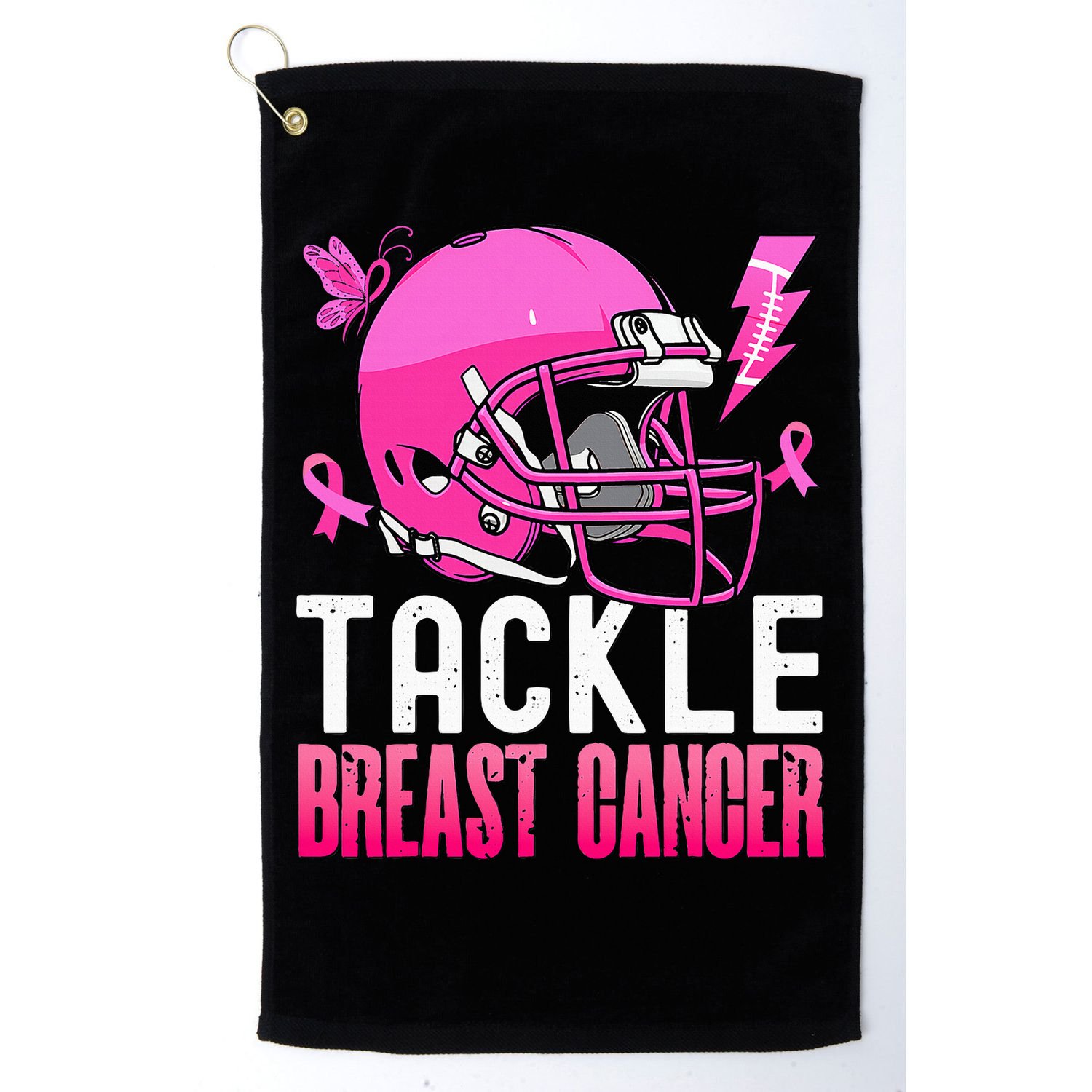 Tackle Football Pink Ribbon Breast Cancer Awareness Golf Towel
