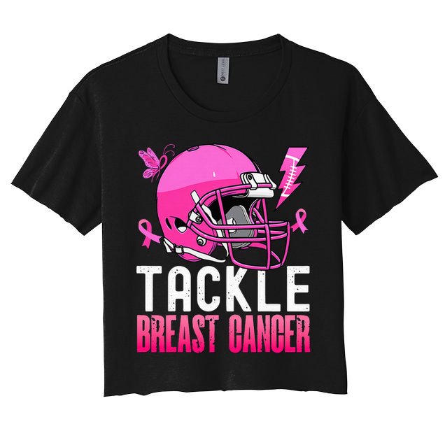 Tackle Football Pink Ribbon Breast Cancer Awareness Crop Top