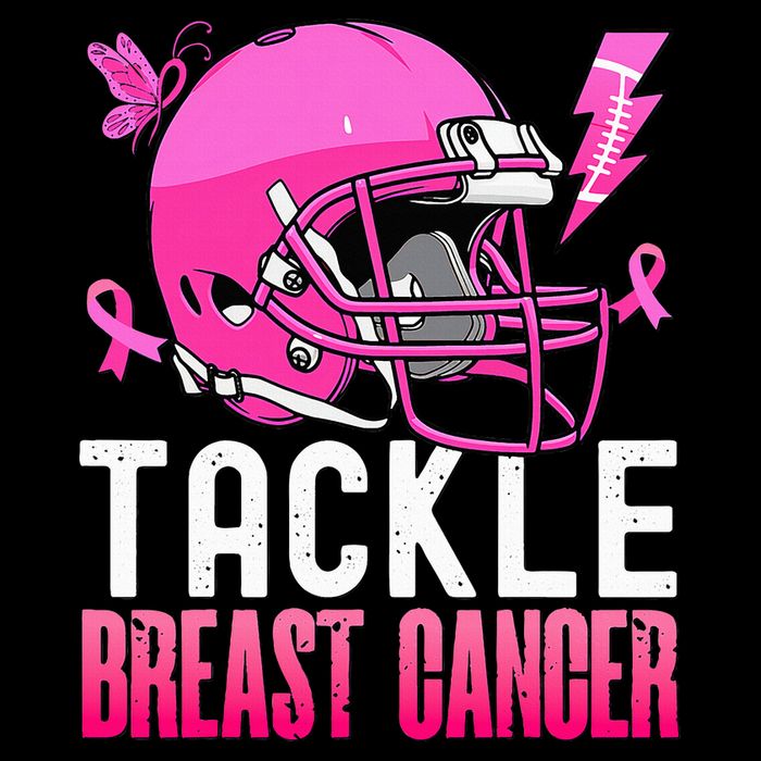Tackle Football Pink Ribbon Breast Cancer Awareness Women's Crop Top Tee