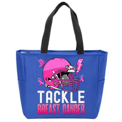 Tackle Football Pink Ribbon Breast Cancer Awareness Zip Tote Bag