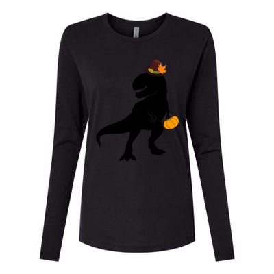 Thanksgiving Funny Pilgrim Dinosaur Boy Grey Raglan Design Funny Thanksgi Womens Cotton Relaxed Long Sleeve T-Shirt