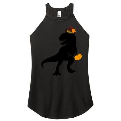 Thanksgiving Funny Pilgrim Dinosaur Boy Grey Raglan Design Funny Thanksgi Women’s Perfect Tri Rocker Tank