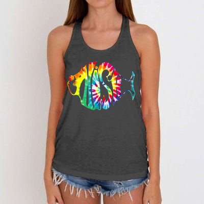 Tie-Dye Fish, Phish-Jam, Fishing Fisherman Women's Knotted Racerback Tank