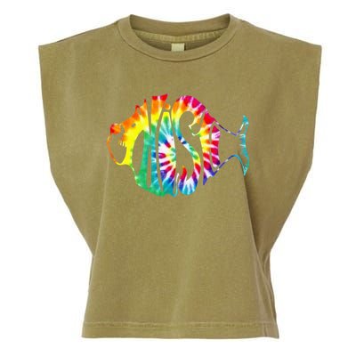 Tie-Dye Fish, Phish-Jam, Fishing Fisherman Garment-Dyed Women's Muscle Tee