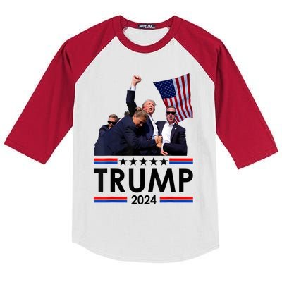 Trump Fist Pump Shot At Trump 2024 Trump Survives Rally Kids Colorblock Raglan Jersey