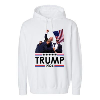 Trump Fist Pump Shot At Trump 2024 Trump Survives Rally Garment-Dyed Fleece Hoodie