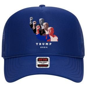 Trump For President 2024 Election Fight High Crown Mesh Back Trucker Hat