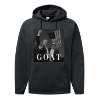 Trump Fist Pump Butler Rally Patriotic Goat Design Performance Fleece Hoodie