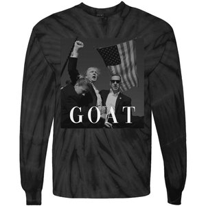 Trump Fist Pump Butler Rally Patriotic Goat Design Tie-Dye Long Sleeve Shirt