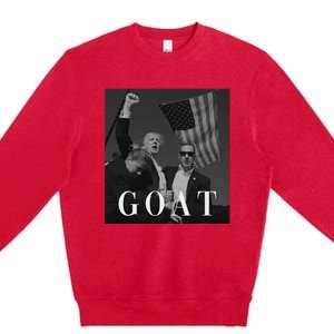 Trump Fist Pump Butler Rally Patriotic Goat Design Premium Crewneck Sweatshirt