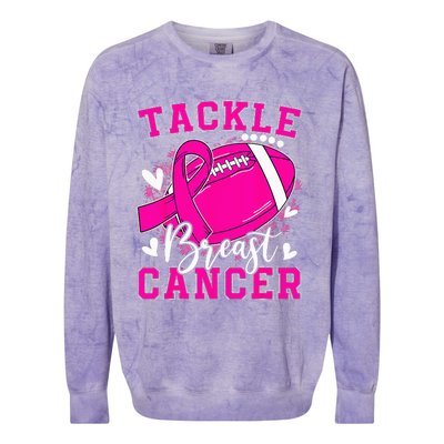 Tackle Football Pink Ribbon Breast Cancer Awareness Colorblast Crewneck Sweatshirt