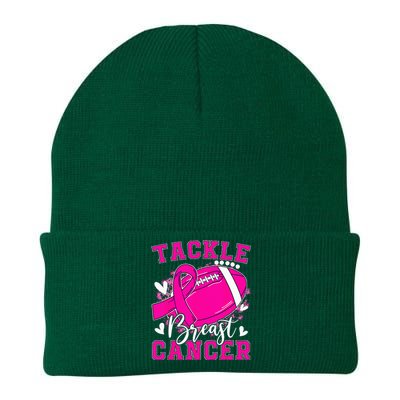 Tackle Football Pink Ribbon Breast Cancer Awareness Knit Cap Winter Beanie