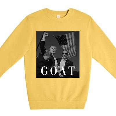 Trump Fist Pump Butler Rally Patriotic Goat Trump Premium Crewneck Sweatshirt