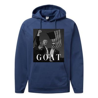 Trump Fist Pump Butler Rally Patriotic Goat Trump Performance Fleece Hoodie