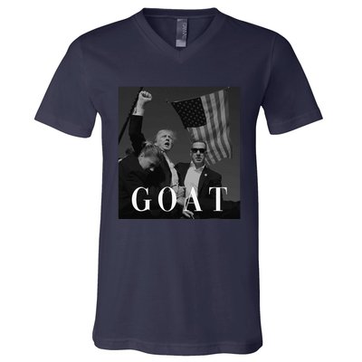 Trump Fist Pump Butler Rally Patriotic Goat Trump V-Neck T-Shirt