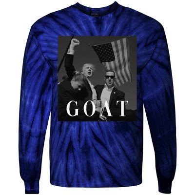 Trump Fist Pump Butler Rally Patriotic Goat Trump Tie-Dye Long Sleeve Shirt