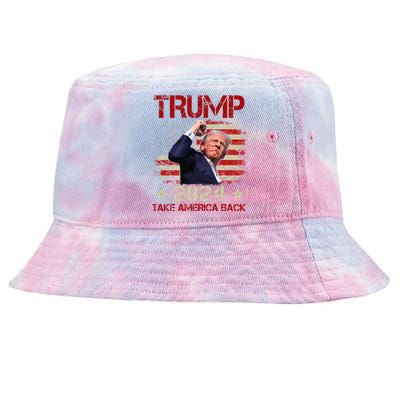 Trump Fist Pump Shot At Trump 2024 Trump Survives Rally Tie-Dyed Bucket Hat