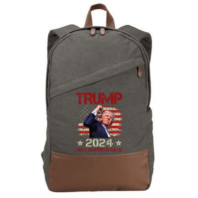 Trump Fist Pump Shot At Trump 2024 Trump Survives Rally Cotton Canvas Backpack