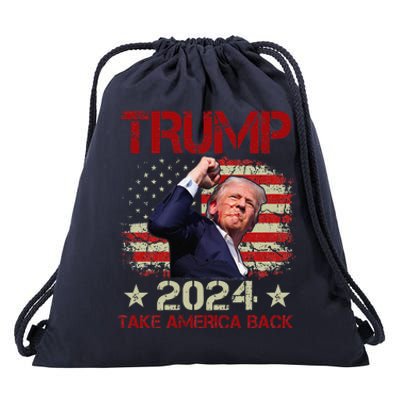 Trump Fist Pump Shot At Trump 2024 Trump Survives Rally Drawstring Bag