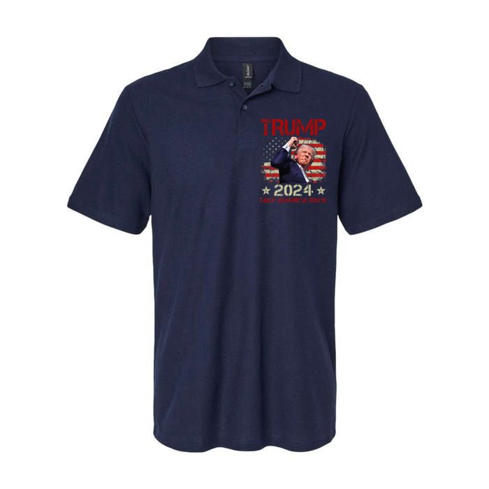 Trump Fist Pump Shot At Trump 2024 Trump Survives Rally Softstyle Adult Sport Polo